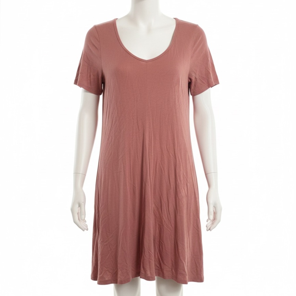 Alya Mauve Short Sleeve Scoop Neck Swing Dress